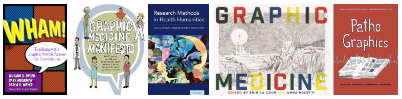 Book covers of selected items in the Graphic Medicine Collection