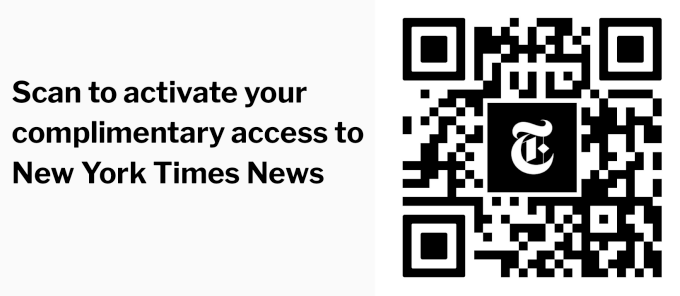 scan the QR code to activate your NYT Academic Pass
